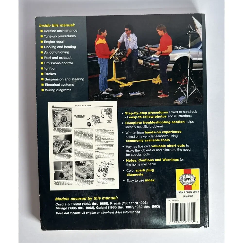 Haynes Repair Manual Mitsubishi Cordia Tredia Precis Mirage Galant 1983-1993